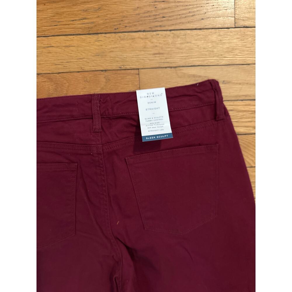 new directions Women's Wine Straight-Leg Pants - Picture 2 of 5